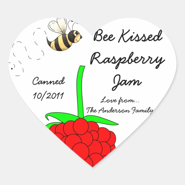 Etiqueta de la jarra de frambuesa Bee Kissed (Pers (Anverso)