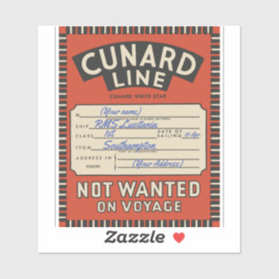 Etiqueta de la línea de Cunard vintage (Personaliz