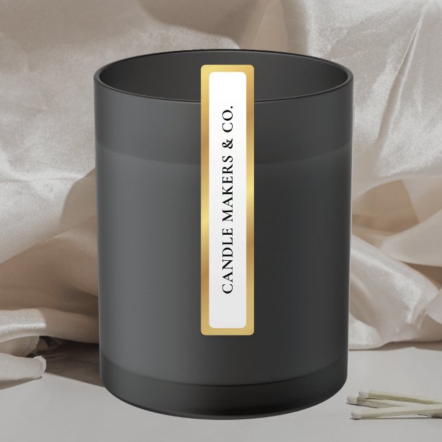 Etiqueta de la manga delgada de la vara delgada de (Elegant white and gold branded labels for your jars, tins or boxes)