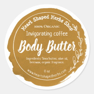 Etiqueta de la manteca del cuerpo del café del per