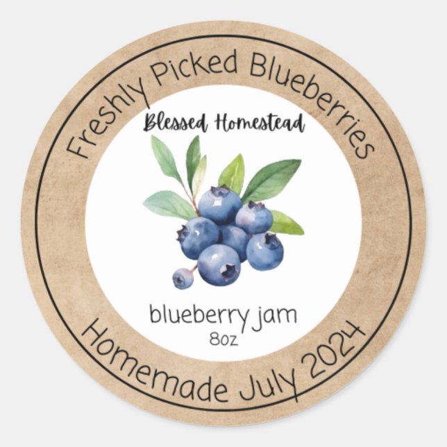 Etiqueta de la mermelada de Blueberry (Anverso)