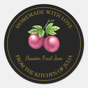 Etiqueta de la mermelada de fruta de la pasión cas