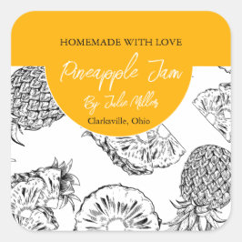 Etiqueta de la mermelada de piña casera en blanco