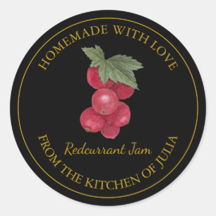 Etiqueta de la mermelada Redcurrant casera de oro