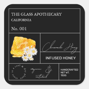 Etiqueta de la miel de Chamomile con infusión apot