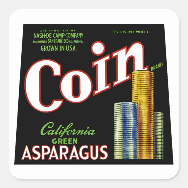 Etiqueta de la moneda de California Asparagus (Anverso)