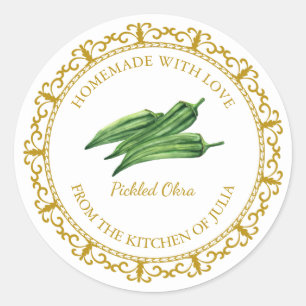 Etiqueta de la piel de gallina de Okra casera de v