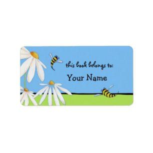 Etiqueta de la placa de reserva de Bee Happy Daisi