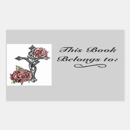 Etiqueta de la placa del libro de sangre y Rosas