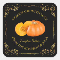 Etiqueta de la plaza de la mantequilla de calabaza