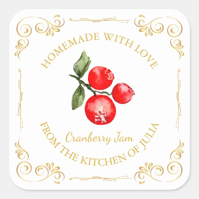 Etiqueta de la plaza de la mermelada de Cranberry  (Anverso)