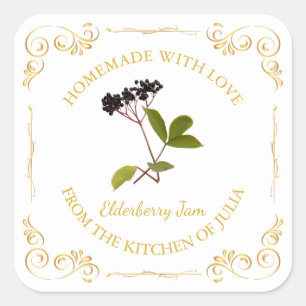 Etiqueta de la plaza de la mermelada de Elderberry