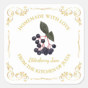 Etiqueta de la plaza de la mermelada de Elderberry