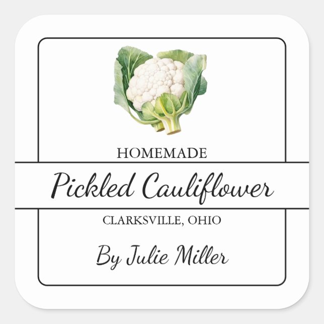 Etiqueta de la plaza del Cauliflower casera (Anverso)