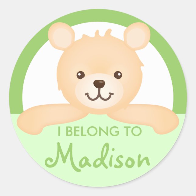 Etiqueta de la propiedad Oso de Teddy (verde) (Anverso)