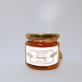 Etiqueta de la rama de miel de caligrafía rústica