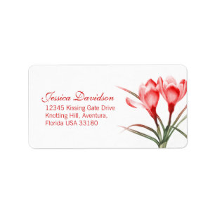 Etiqueta de la respuesta del boda rojo del crocus 