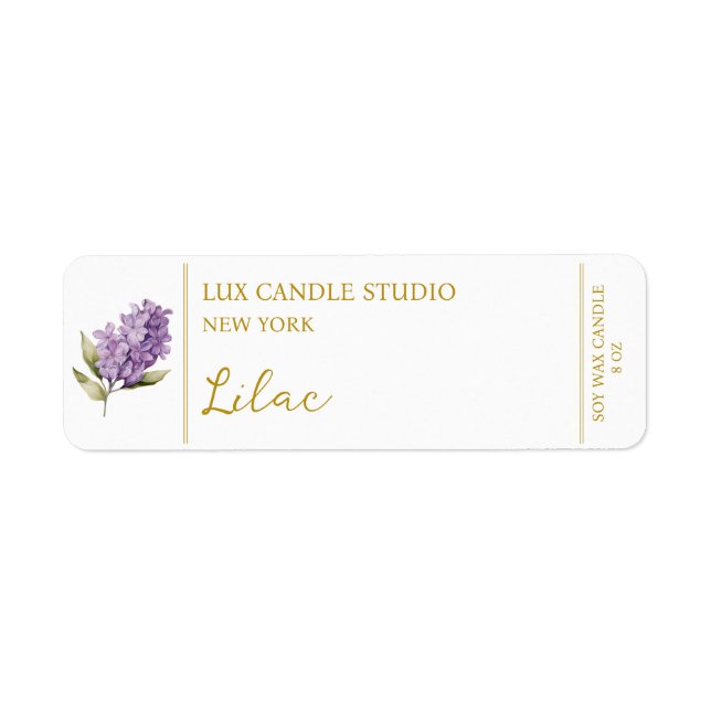 Etiqueta de la Vela de Lilac (Frente)