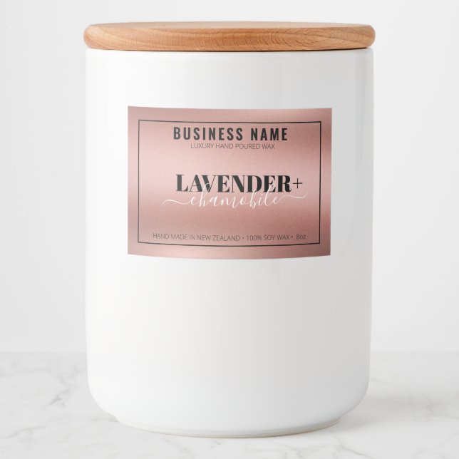 Etiqueta de la vela de oro rosa, Pegatina de la ve (Anverso)