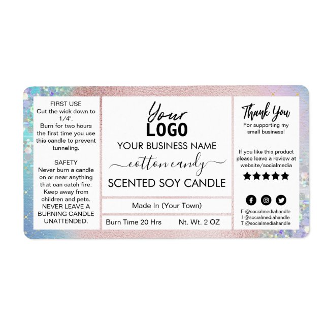 Etiqueta de la vela de soja perfumada de algodón p (Frente)