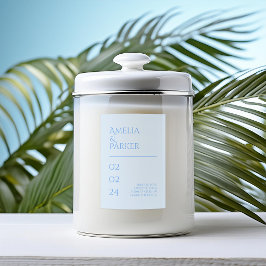 Etiqueta de la vela minimalista de Boda azul