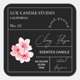 Etiqueta de la vela perfumada con flores de cerezo