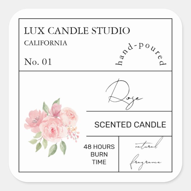 Etiqueta de la vela perfumada del Rosa apotecario (Anverso)