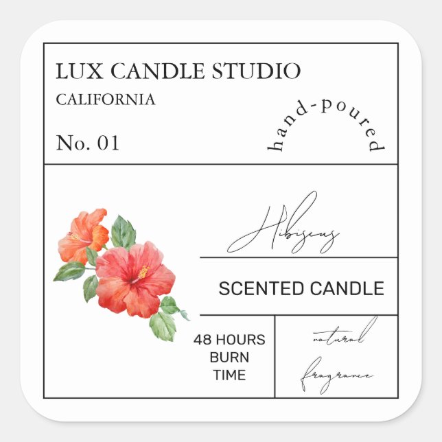 Etiqueta de la vela perfumada por hibiscus apothec (Anverso)