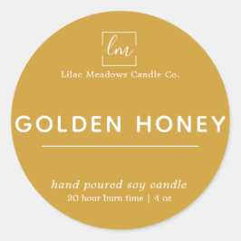 Etiqueta de la vela redonda de Boho amarillo mosta