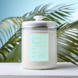Etiqueta de la vela verde Boda minimalista