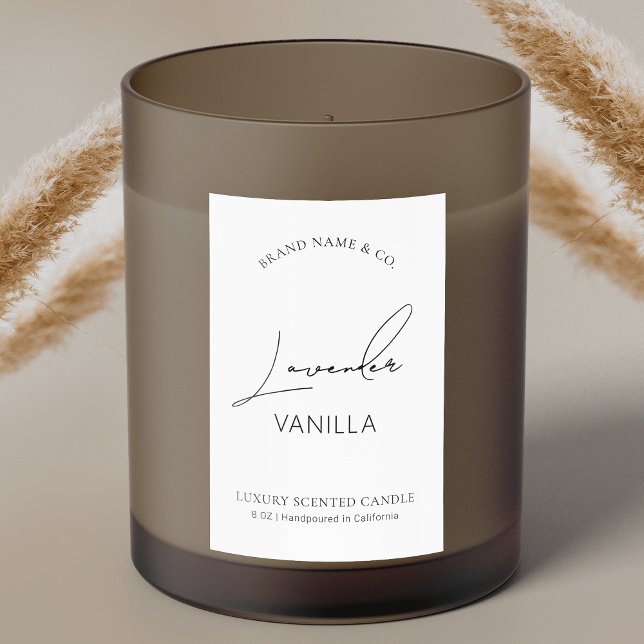 Etiqueta de la vela vertical simple de empaque min (Fully editable rectangle product label with modern script fonts, simple layout and editable colors)