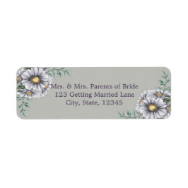 Etiqueta de las flores de color de agua morado