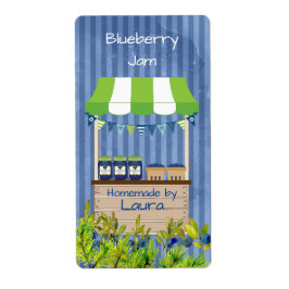 Etiqueta de lata de mermelada de arándano azul