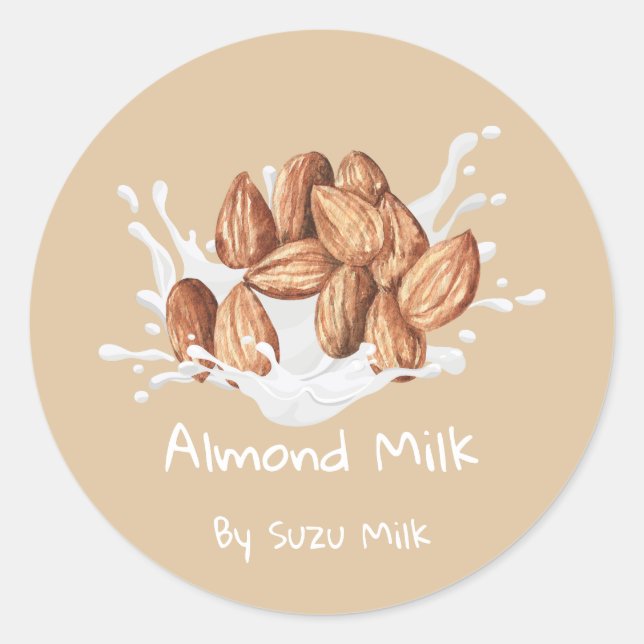 Etiqueta de leche de almendra simple y linda (Anverso)