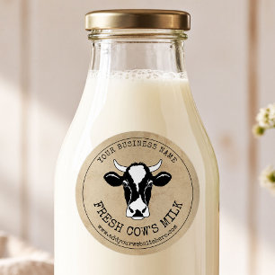 Etiqueta de Leche de Vaca de Granja Lechera en Pap