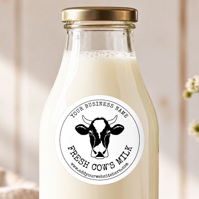 Etiqueta de Leche de Vaca de Granja Lechera Rústic (Subido por el creador)