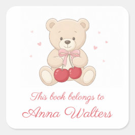 Etiqueta de libro adhesiva personalizada de oso