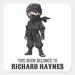 Etiqueta de libro BLack Ninja para niños Personali