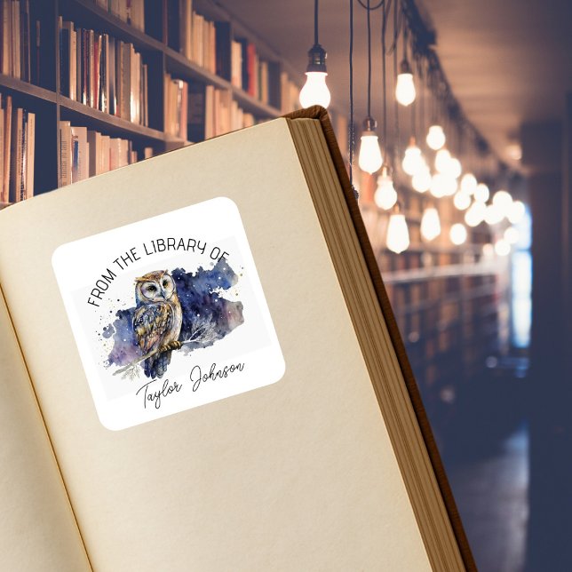 Etiqueta de libro búho cielo nocturno estrellado c (Subido por el creador)