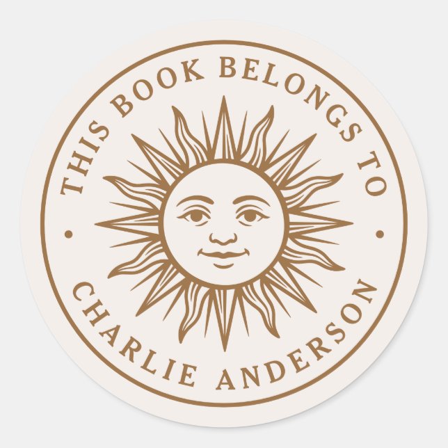 Etiqueta de libro de biblioteca de carácter solar  (Anverso)