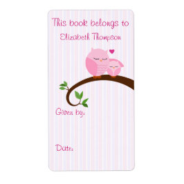 Etiqueta de libro de mamás y búhos