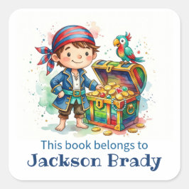 Etiqueta de libro de tesoro pirata personalizada