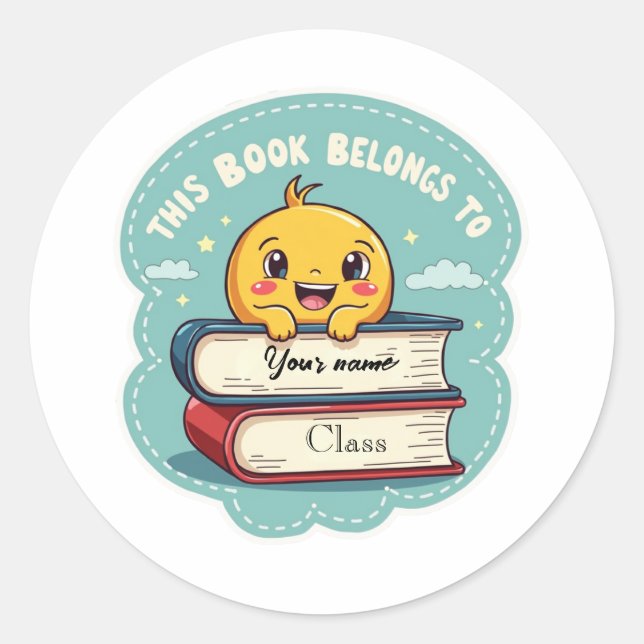 Etiqueta de libro escolar personalizada adhesiva (Anverso)