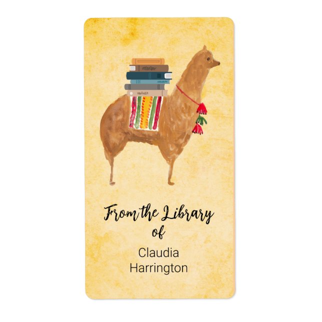 Etiqueta de libro inspirada en la adorable alpaca  (Frente)