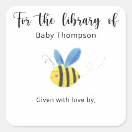Etiqueta de libro para baby shower de abeja, libro