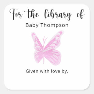Etiqueta de libro para baby shower de Butterfly Ba