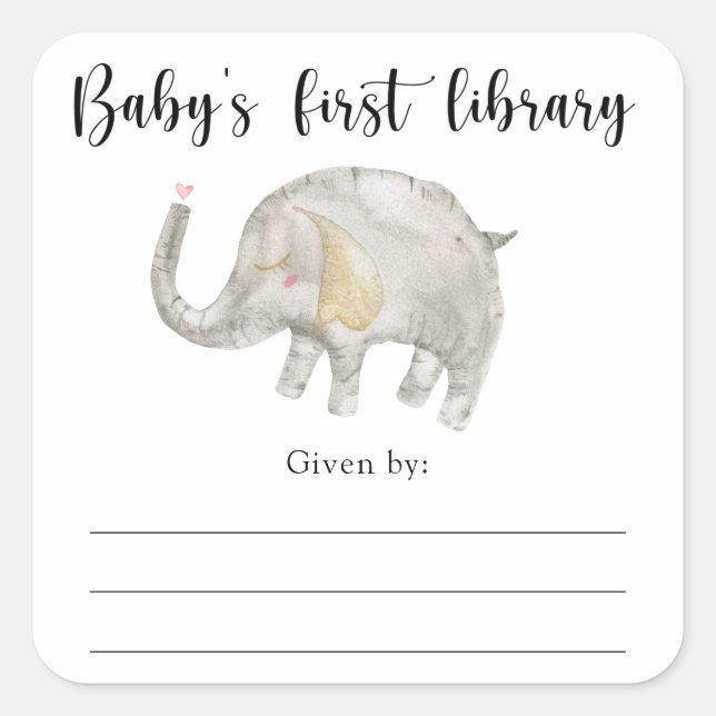 Etiqueta de libro para baby shower de elefante, li (Anverso)