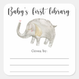 Etiqueta de libro para baby shower de elefante, li