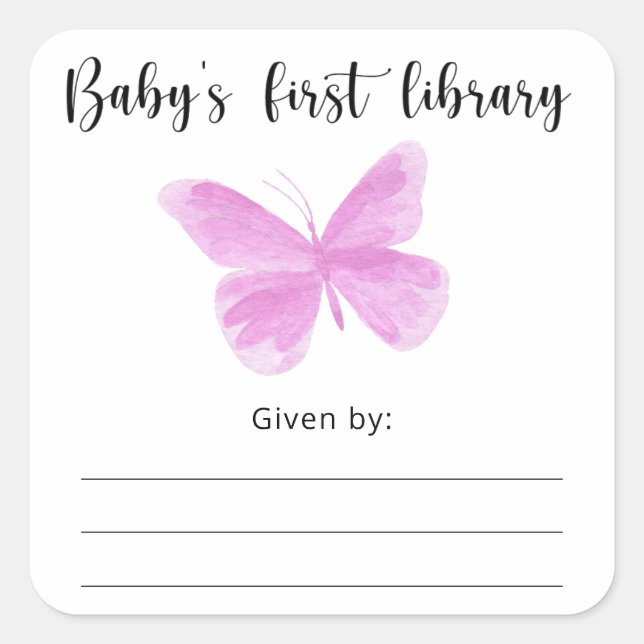 Etiqueta de libro para baby shower de mariposa, li (Anverso)
