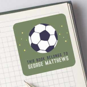 Etiqueta de libro para niños deportivos fútbol ver